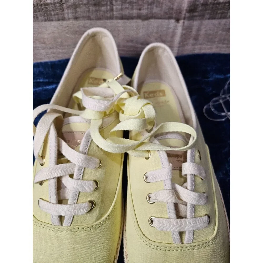 Kate Spade Keds Neon Yellow Canvas Espadrille 8.5 Shoes - Picture 5 of 6